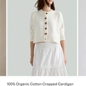 Quince Organic White Button-Up Cardigan